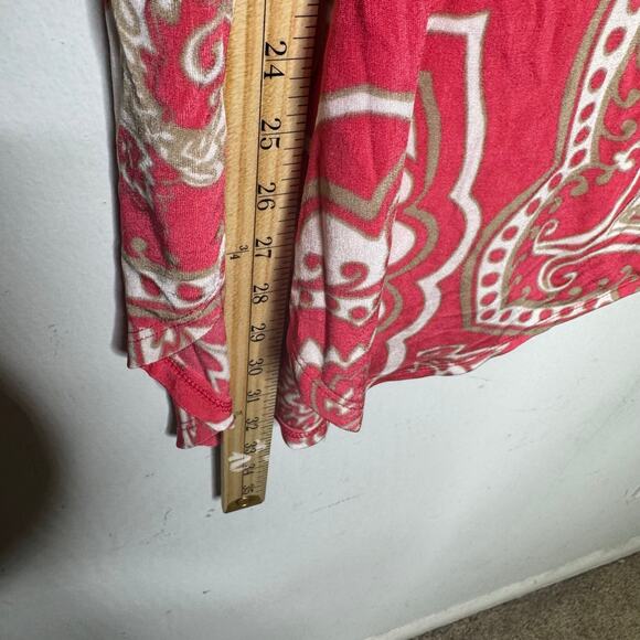 Chicos Travelers Coral Paisley Print Asymmetrical Hem Tunic Top Sz 4 XL Stretch - Picture 4 of 7